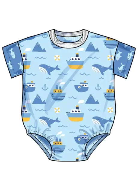 S3144 Babies' Contrast Bodysuit and Bucket Hat - Image 4