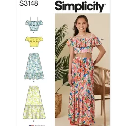 S3148 Girls' Ruffle Top and Skirt