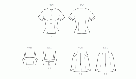 S3150 Misses' Jacket, Bra and Shorts