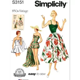 S3151 Misses' One Piece Bathing Suit and Skirt