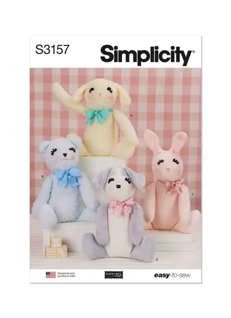 S3157 Seated Plush Animals by Elaine Heigl Designs