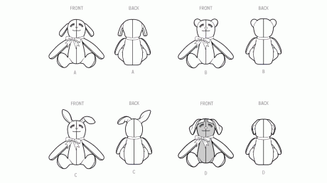 S3157 Seated Plush Animals by Elaine Heigl Designs