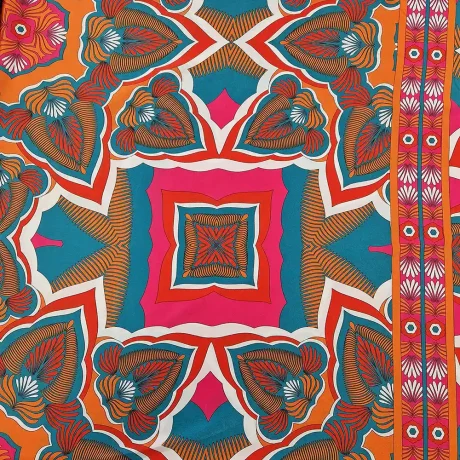 Printed twill-woven polyester, "Bond Street" (teal/pumpkin) - Image 2