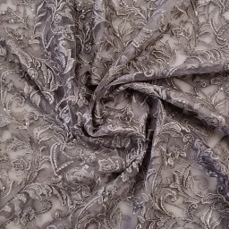 Luxury scallop-edge lace with sequin accents (mushroom)