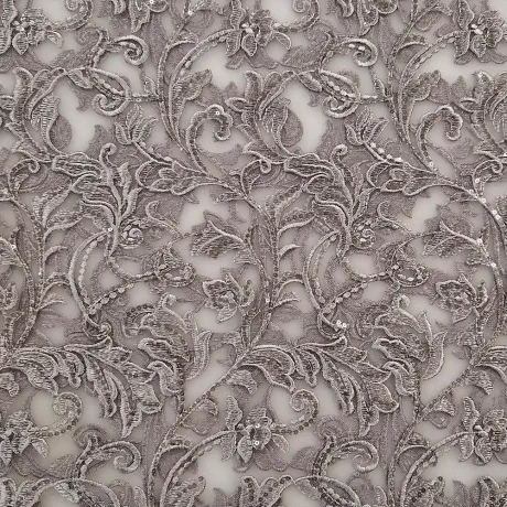 Luxury scallop-edge lace with sequin accents (mushroom) - Image 2