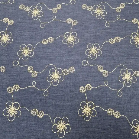 Embroidered cotton mix (blue/ecru) - Image 2