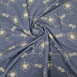 Embroidered cotton mix (blue/ecru)