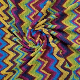 Multi-coloured zig-zag poly/wool mix coating