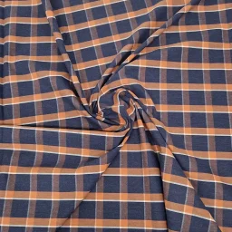 100% cotton plaid (navy/amber)