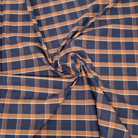 100% cotton plaid (navy/amber)