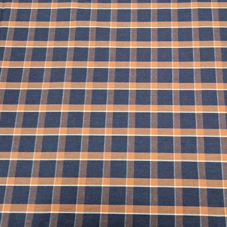 100% cotton plaid (navy/amber) - Image 2