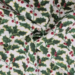 John Louden 100% craft cotton, "Gilded Holly Berries"