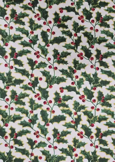 John Louden 100% craft cotton, "Gilded Holly Berries"