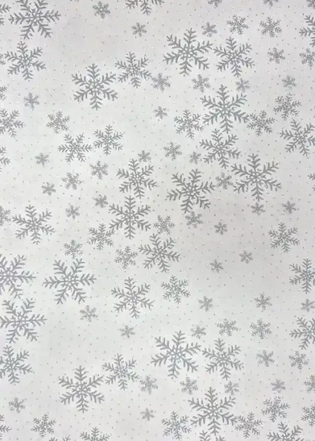 John Louden 100% craft cotton, Silver Snowflakes" (white)