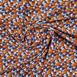 "Rain", all-over rayon mix print (chestnut/tan/blue)