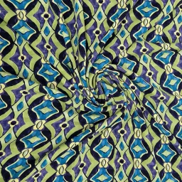 Vibrant viscose print, "Pistachio" (green/blue)