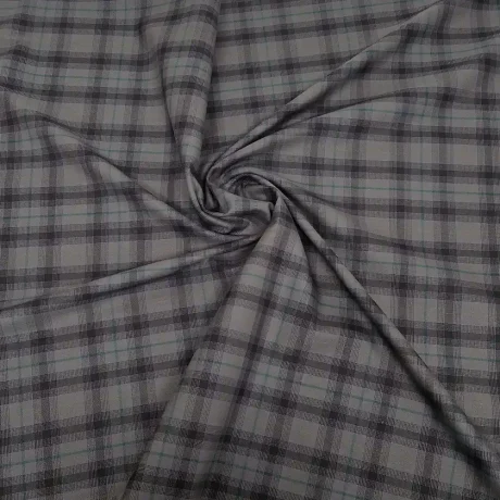 Stretch cotton plaid (grey/black/green)