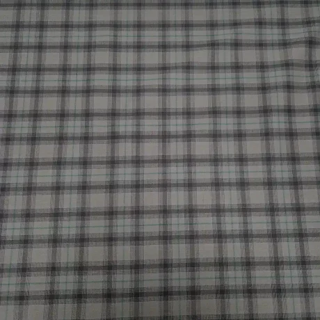 Stretch cotton plaid (grey/black/green) - Image 2