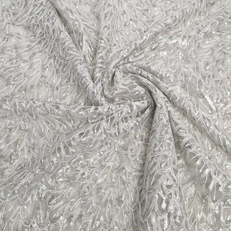 Embroidered tulle with sequins (silver)