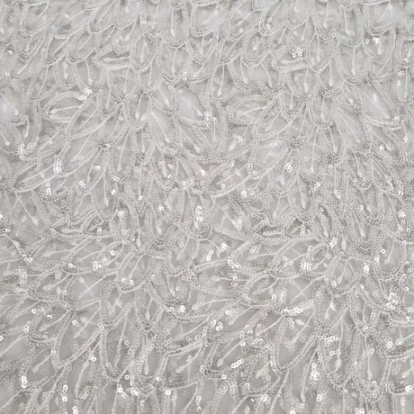 Embroidered tulle with sequins (silver) - Image 2