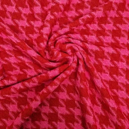 Soft poly mix giant houndstooth tweed (red/cerise)