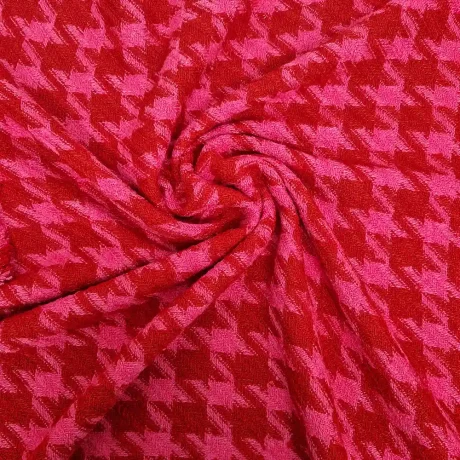 Soft poly mix giant houndstooth tweed (red/cerise)