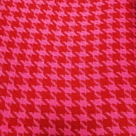 Soft poly mix giant houndstooth tweed (red/cerise) - Image 2