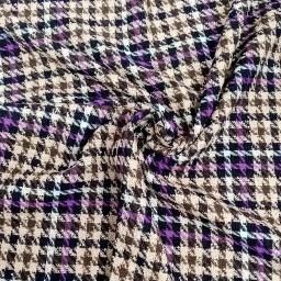 Viscose mix plaid suiting (camel/purple)
