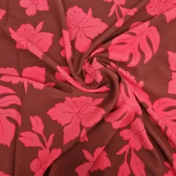 "Monstera" viscose print (wine/cerise)