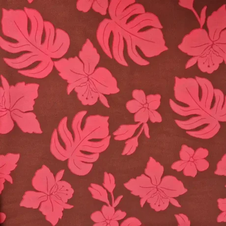 "Monstera" viscose print (wine/cerise) - Image 2