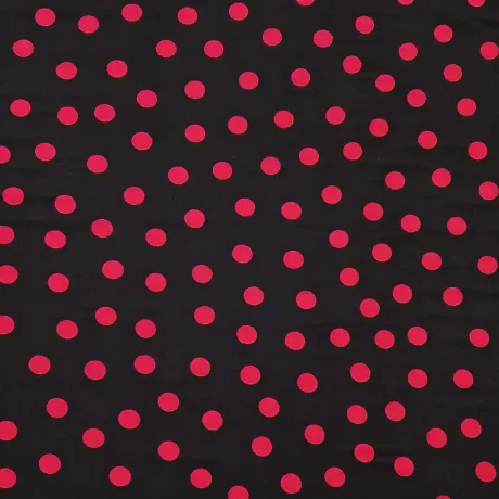 Stretch viscose polka dot jersey (black/crimson) - Image 2