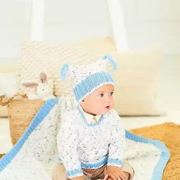10202 Babies' Sweaters, Hat & Blanket