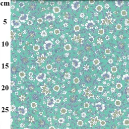 Rose & Hubble 100% cotton poplin “Aqua Rose" (Turquoise)