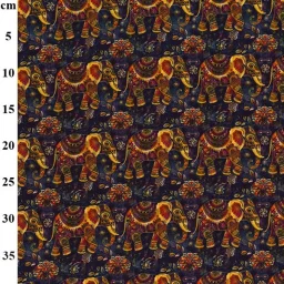 Rose & Hubble 100% cotton poplin print, "Elephants of India"