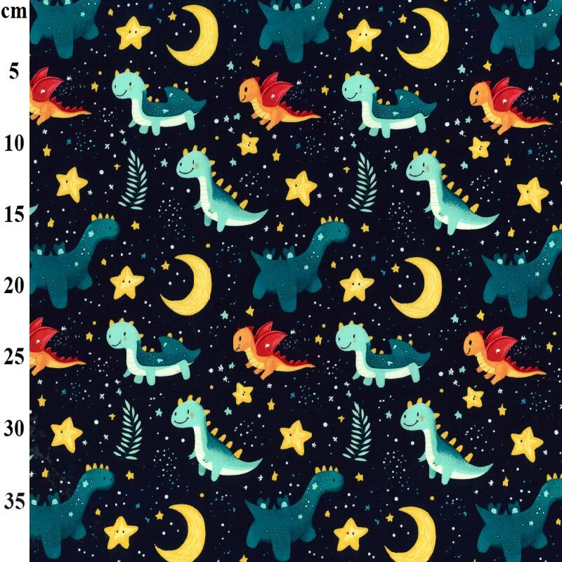 Rose & Hubble 100% cotton poplin print, "Dinosaur Galaxy"