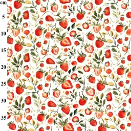 Rose & Hubble 100% cotton poplin print, "Strawberries & Cream"