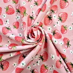 "Sweet Strawberries", stretch cotton jersey