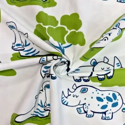 "Happy Hippos", Stretch Cotton Jersey
