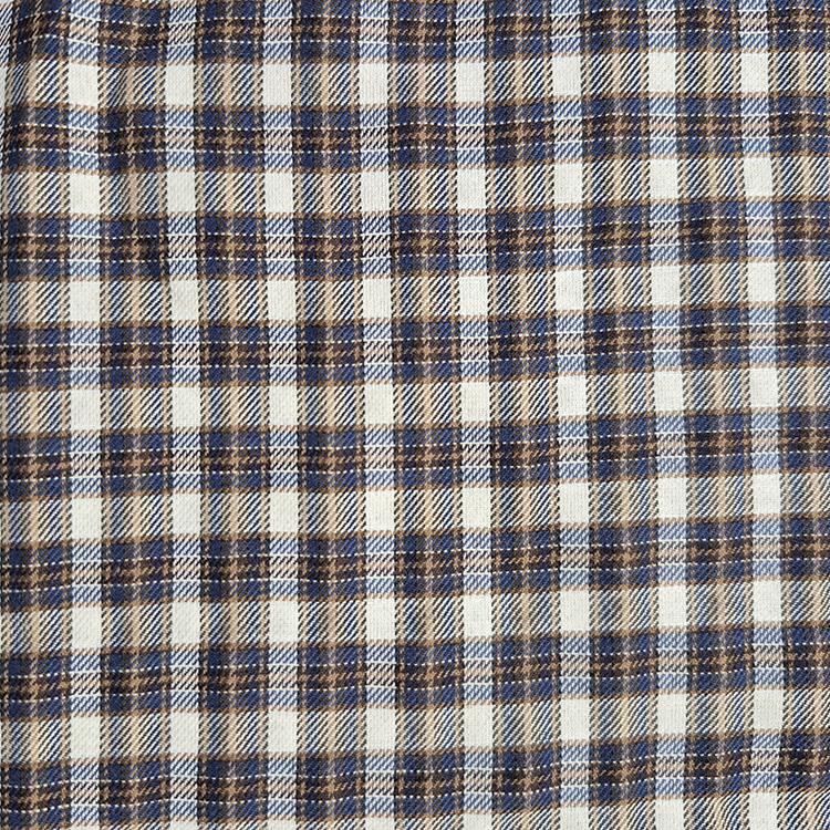 Soft polycotton plaid (marine/tan) - Image 2