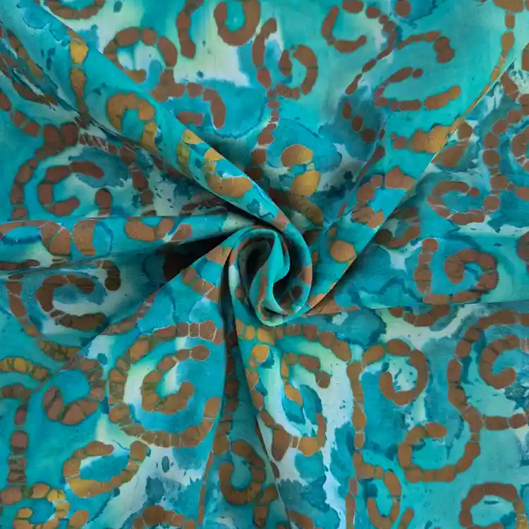 John Louden 100% cotton, batik print (jade greens & turquoise) - Image 2