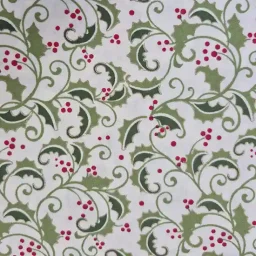 John Louden 100% craft cotton "Holly Berries" (Cream)