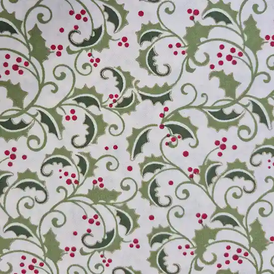 John Louden 100% craft cotton "Holly Berries" (Cream)