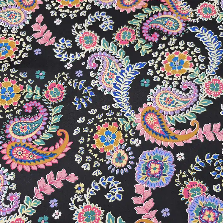 Silky polyester paisley print (black/multi) - Image 2