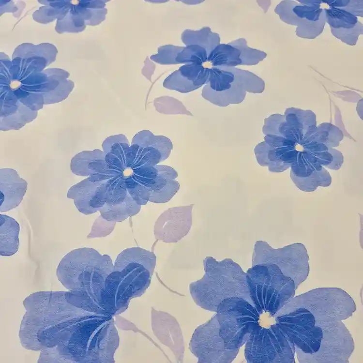 Fine 100% floral print cotton (blue/lilac) - Image 2