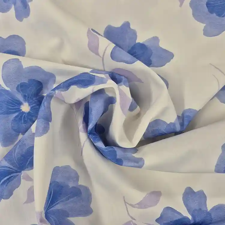 Fine 100% floral print cotton (blue/lilac)