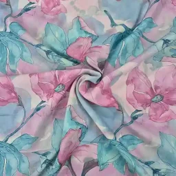 Silky floral Tencel (pink/aqua)