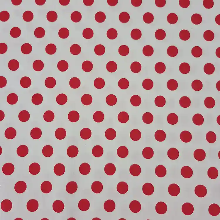 Red and white stretch cotton polka dot - Image 2