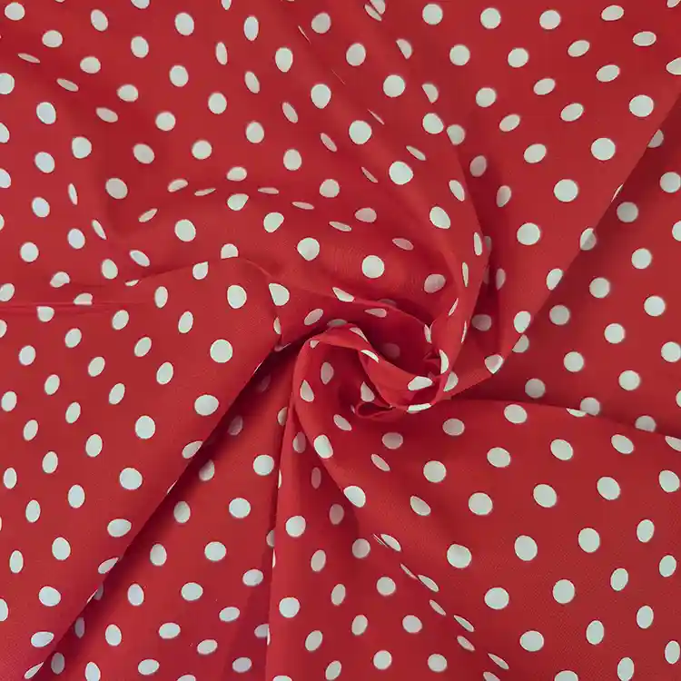 White on red stretch cotton polka dot