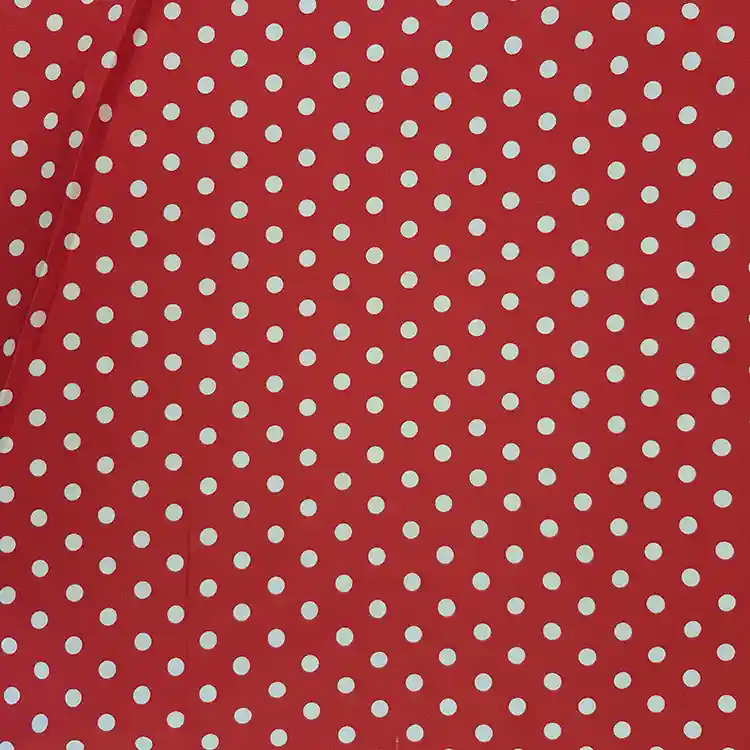 White on red stretch cotton polka dot - Image 2