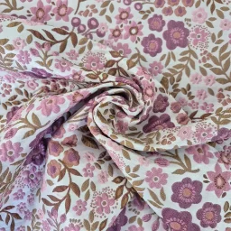 Polycotton textured floral jacquard (mauve/rose)